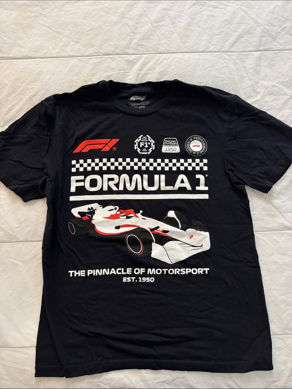 Formula 1 Black Graphic Tee with Race Car Design